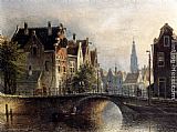 Amsterdam Canvas Paintings - Capricio Sunlit Townviews In Amsterdam (Pic 1)